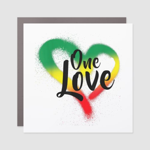 One Love One Heart Reggae Vibes Car Magnet