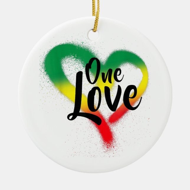One Love One Heart Reggae Vibes Ceramic Ornament (Front)