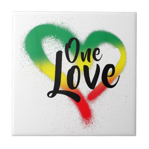 One Love One Heart Reggae Vibes Ceramic Tile