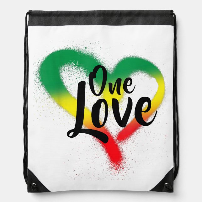 One Love One Heart Reggae Vibes Drawstring Bag (Front)