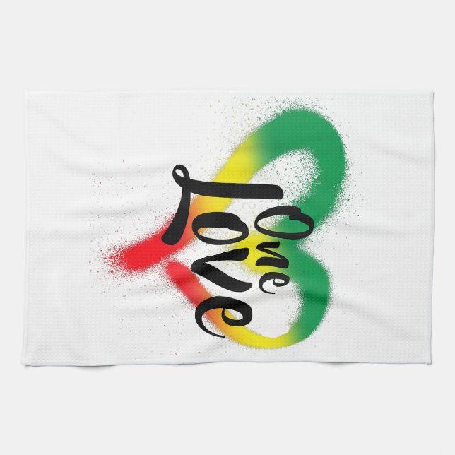 One Love One Heart Reggae Vibes Kitchen Towel (Horizontal)
