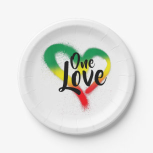 One Love One Heart Reggae Vibes Paper Plates