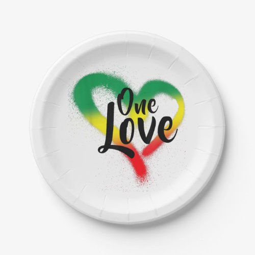 One Love One Heart Reggae Vibes Paper Plates