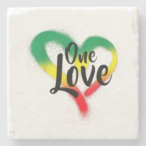 One Love One Heart Reggae Vibes Stone Coaster