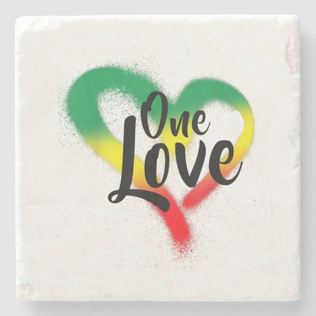 One Love One Heart Reggae Vibes Stone Coaster (Front)