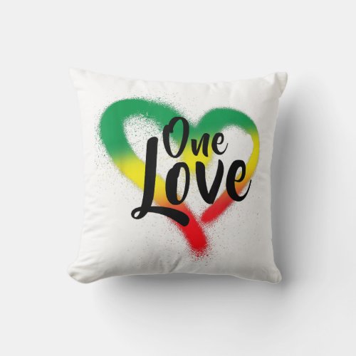 One Love One Heart Reggae Vibes Throw Pillow