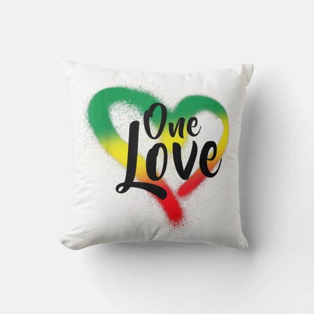 One Love One Heart Reggae Vibes Throw Pillow (Front)