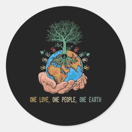 One Love One People One Earth Day World Peace Classic Round Sticker
