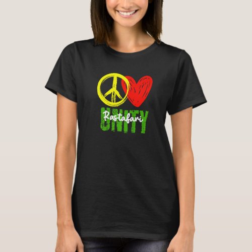One Love Peace Love Unity Reggae Roots Jamaica Ras T_Shirt