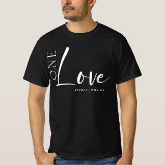 One Love Personalized couples white script T-Shirt