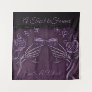 One Love, Plum Gothic Wedding Design Tapestry