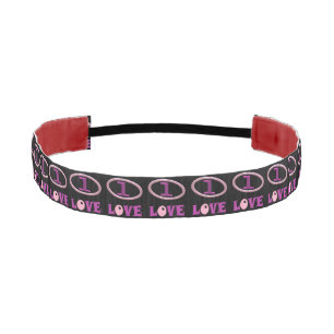 One love purple pink and black design athletic headband