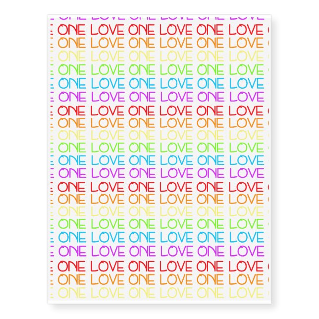 One Love Rainbow Pride Temporary Tattoos (Front)
