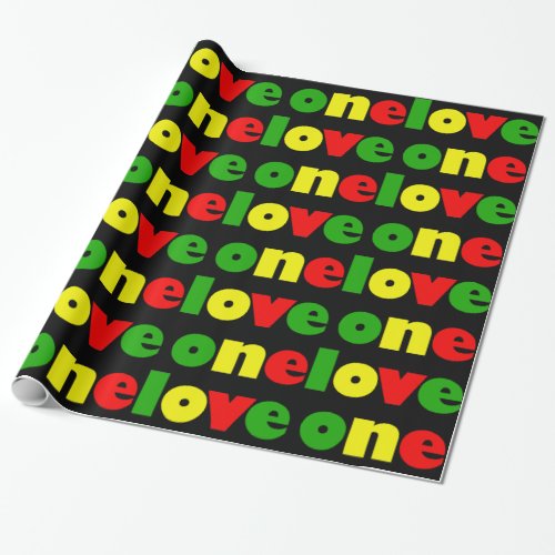One Love Rasta Colors Colorful Typography Pattern Wrapping Paper