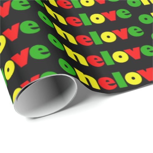 One Love Rasta Colors Colorful Typography Pattern Wrapping Paper