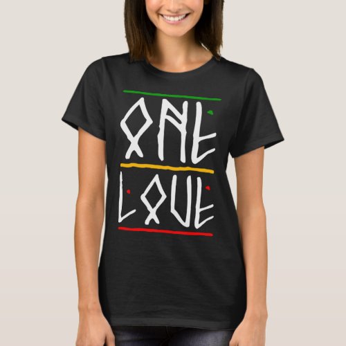 One Love Rasta Colors Reggae T_Shirt
