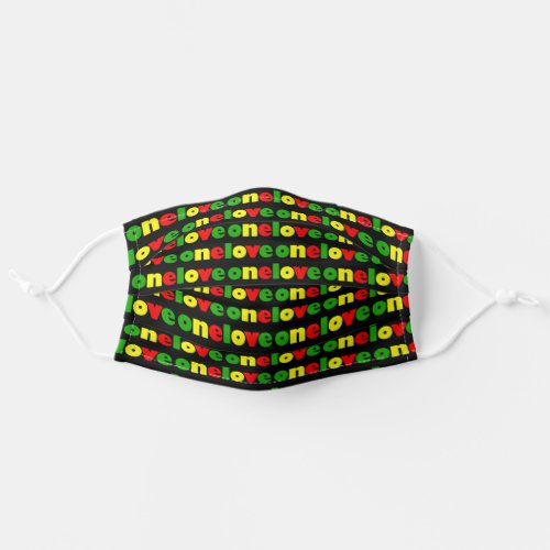 One Love Rasta Colors Typography Pattern Adult Cloth Face Mask