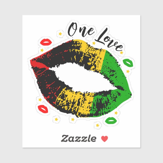 One Love Rasta Lipstick Kiss Sticker (Sheet)