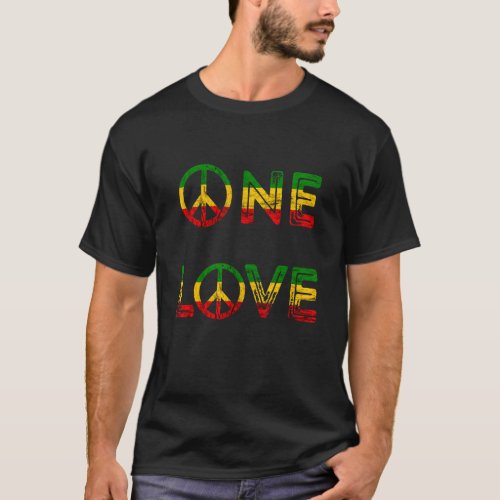 One Love Rasta Reggae Music Hippie Peace Rastafari T_Shirt