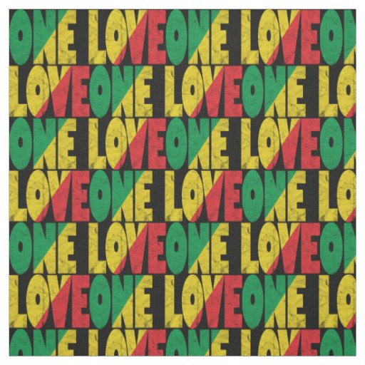 One Love Rasta Reggae Typographic Print Fabric