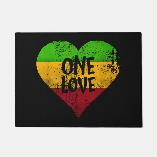 One Love Rastafari T_Shirt Jamaica Retro Vintage G Doormat