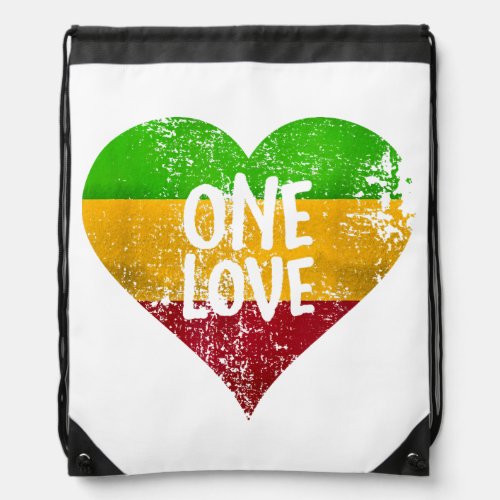 One Love Rastafari T_Shirt Jamaica Retro Vintage G Drawstring Bag