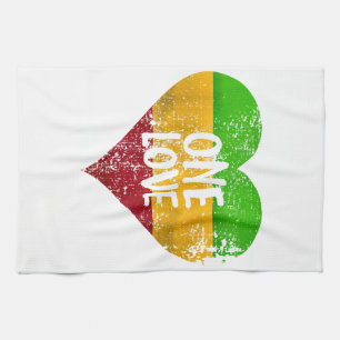 One Love Rastafari T-Shirt Jamaica Retro Vintage G Kitchen Towel