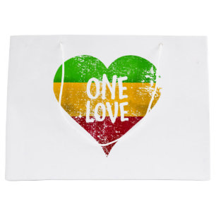 One Love Rastafari T-Shirt Jamaica Retro Vintage G Large Gift Bag