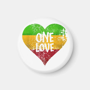 One Love Rastafari T-Shirt Jamaica Retro Vintage G Magnet
