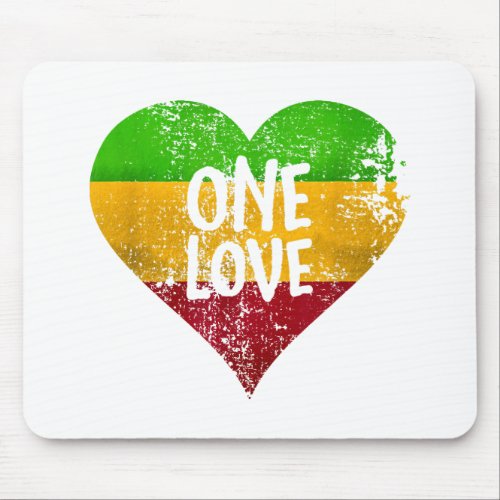 One Love Rastafari T_Shirt Jamaica Retro Vintage G Mouse Pad