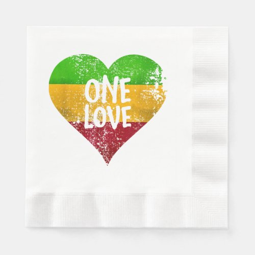 One Love Rastafari T_Shirt Jamaica Retro Vintage G Napkins