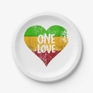 One Love Rastafari T-Shirt Jamaica Retro Vintage G Paper Plates