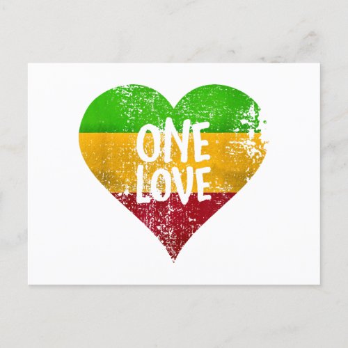 One Love Rastafari T_Shirt Jamaica Retro Vintage G Postcard