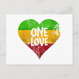 One Love Rastafari T-Shirt Jamaica Retro Vintage G Postcard