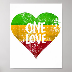 One Love Rastafari T-Shirt Jamaica Retro Vintage G Poster