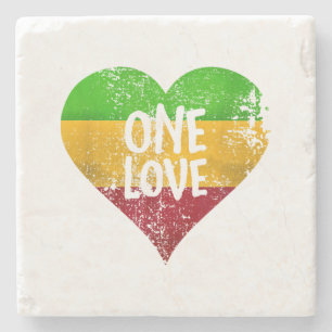 One Love Rastafari T-Shirt Jamaica Retro Vintage G Stone Coaster