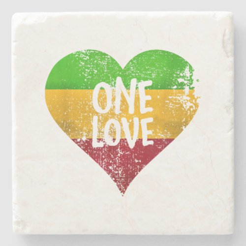 One Love Rastafari T_Shirt Jamaica Retro Vintage G Stone Coaster