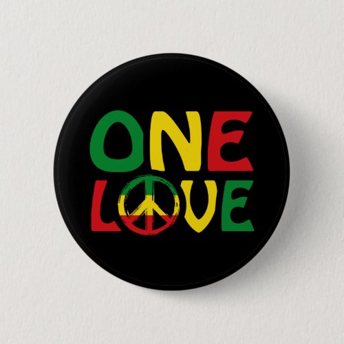 One Love Reggae design Button