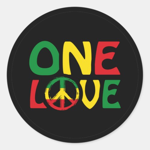 One Love Reggae design Classic Round Sticker