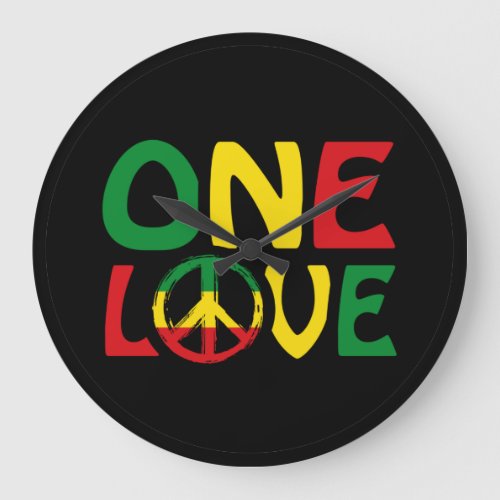 One Love Reggae design Large Clock