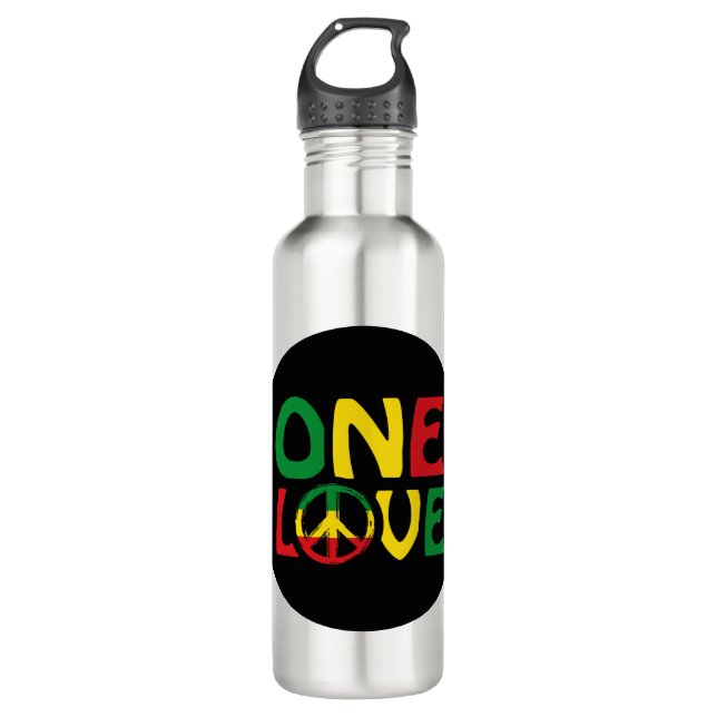 One Love, Reggae design Stainless Steel Water Bottle (Front)