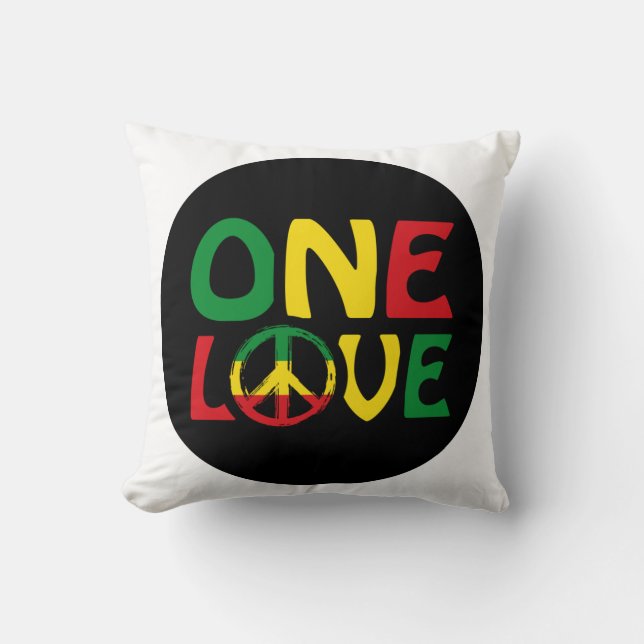 One Love, Reggae design Throw Pillow (Front)