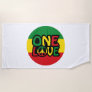 One Love, Reggae design with reggae colors Beach Towel