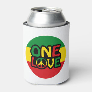 One Love, Reggae design with reggae colors Can Cooler