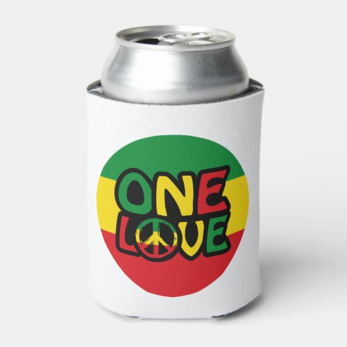 One Love Reggae design with reggae colors Can Cooler