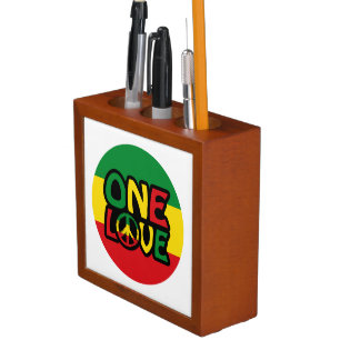 One Love, Reggae design with reggae colors Desk Organizer