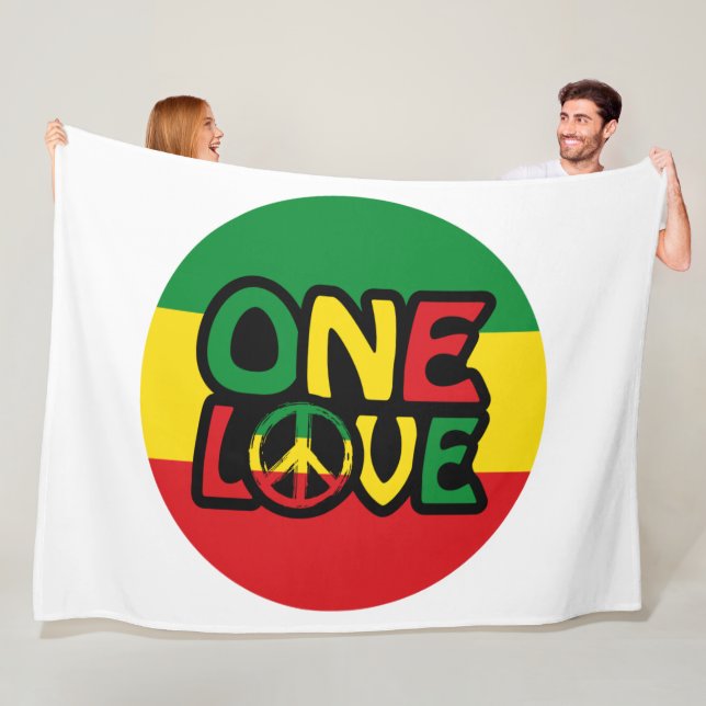 One Love, Reggae design with reggae colors Fleece Blanket (In Situ)