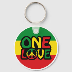 One Love, Reggae design with reggae colors Keychain
