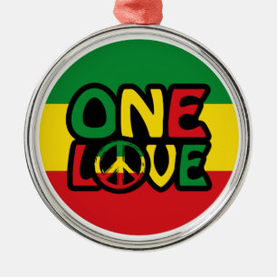 One Love, Reggae design with reggae colors Metal Ornament
