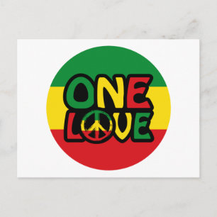 One Love, Reggae design with reggae colors Postcard